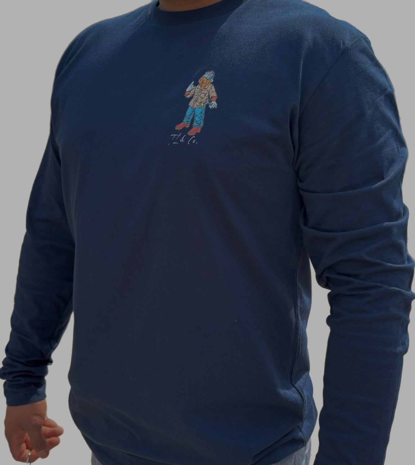 Welder Bear Long Sleeve- NVY BLUE